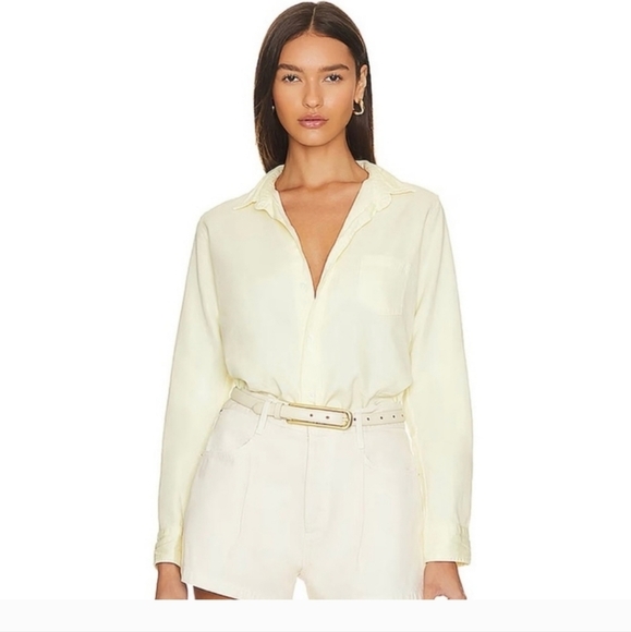 Frank Eileen Barry Shirt Solid yellow button long sleeve cotton size XS - Picture 13 of 13